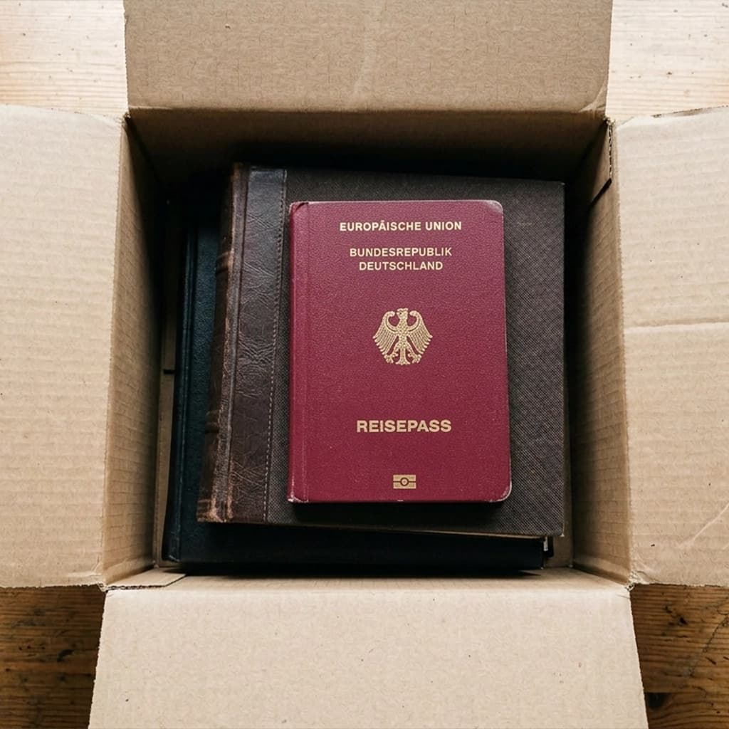 Sortierung von Erinnerungsstücken, Fotoalben und Dokumenten